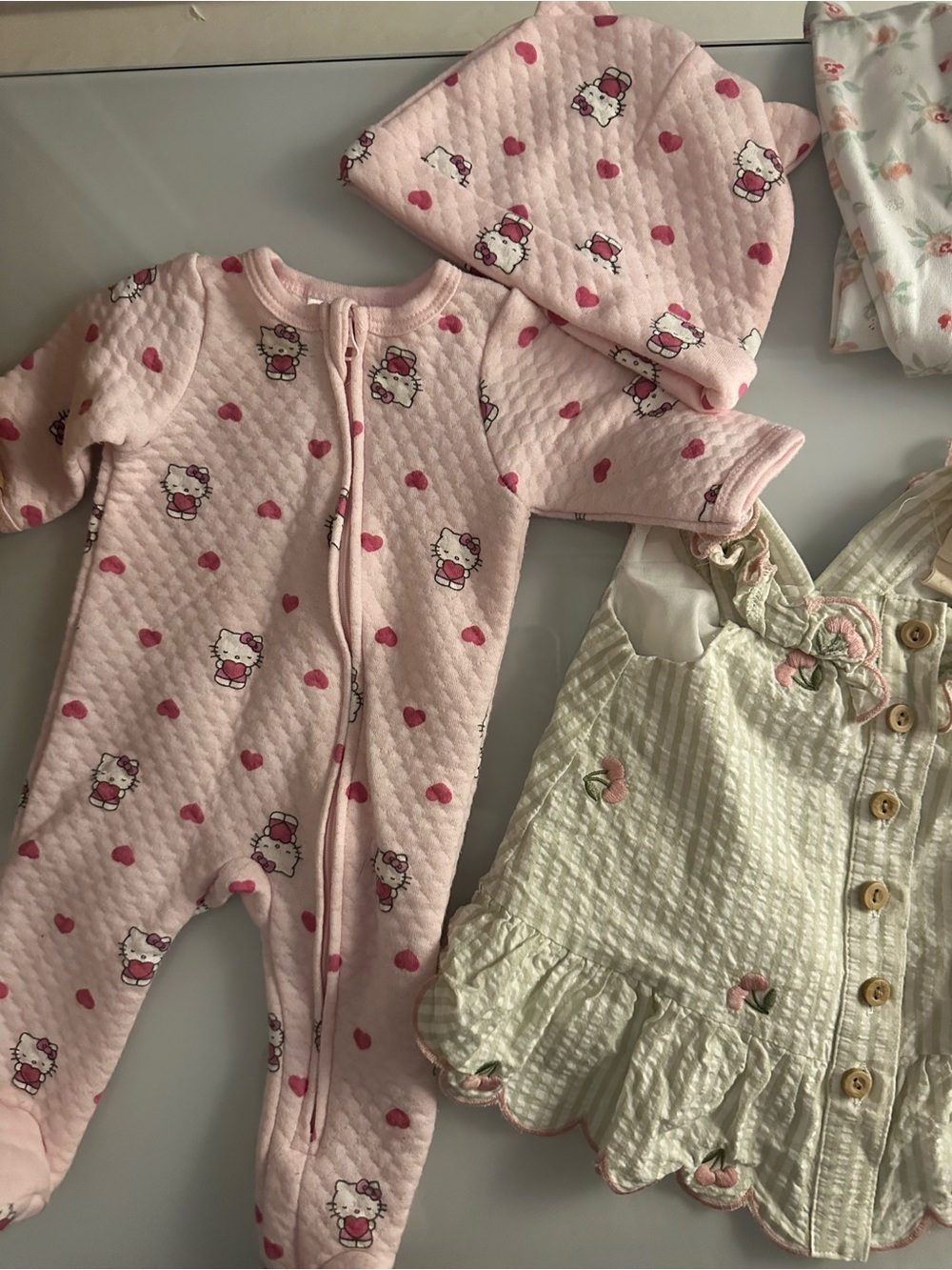 8 piece newborn, 0-3, and sleep swaddle lot for baby girl